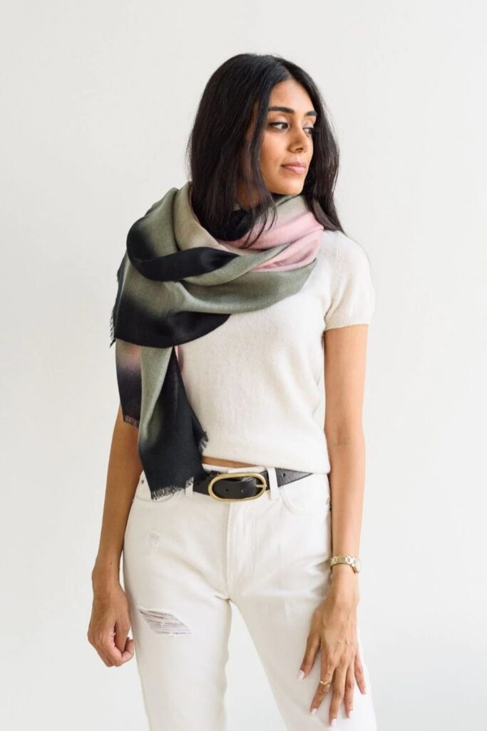 For winter fashionistas, a warm and cozy scarf (almost) completes the picture. A fair trade scarf, however, really ticks all the boxes. Image by Studio Variously #fairtradescarves #sustainablescarves #ecofriendlyscarves #sustainablejungle