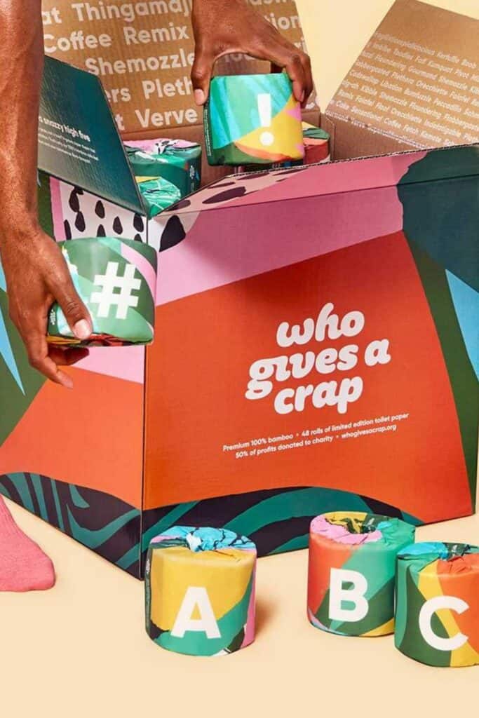 Let’s start giving a s*** about our planet, by starting with the best eco friendly toilet paper.  Image by Who Gives A Crap #ecofriendlytoiletpaper #sustainabletoiletpaper #sustainablejungle