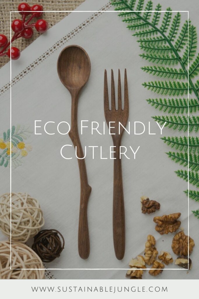 Sustainable and eco friendly cutlery not only look better and feel better, but they’re not taking a bite out of the planet every time you do the same. Image by Luala Silk #ecofriendlycutlery #sustainablecutlery #sustainablejungle