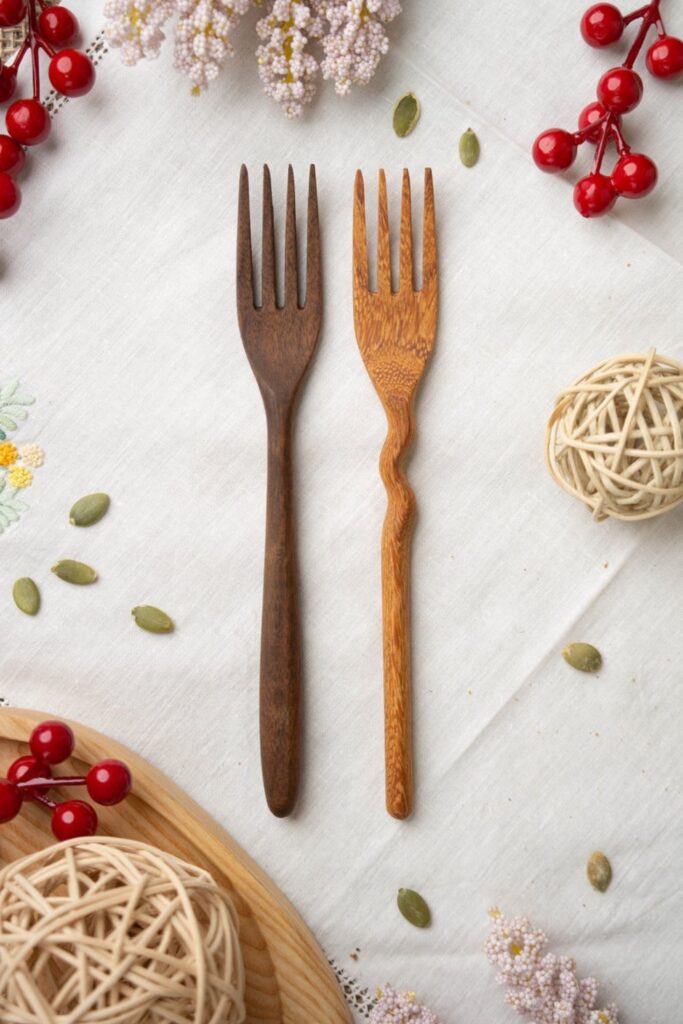 Sustainable and eco friendly cutlery not only look better and feel better, but they’re not taking a bite out of the planet every time you do the same. Image by Luala Silk #ecofriendlycutlery #sustainablecutlery #sustainablejungle