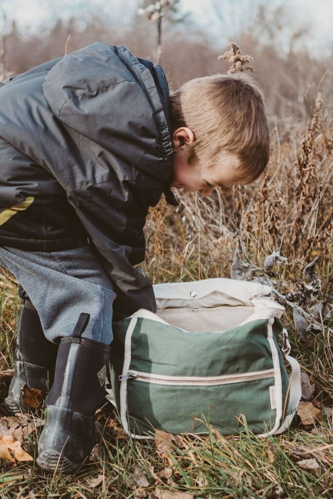 rust recycled fabric lunch bag –