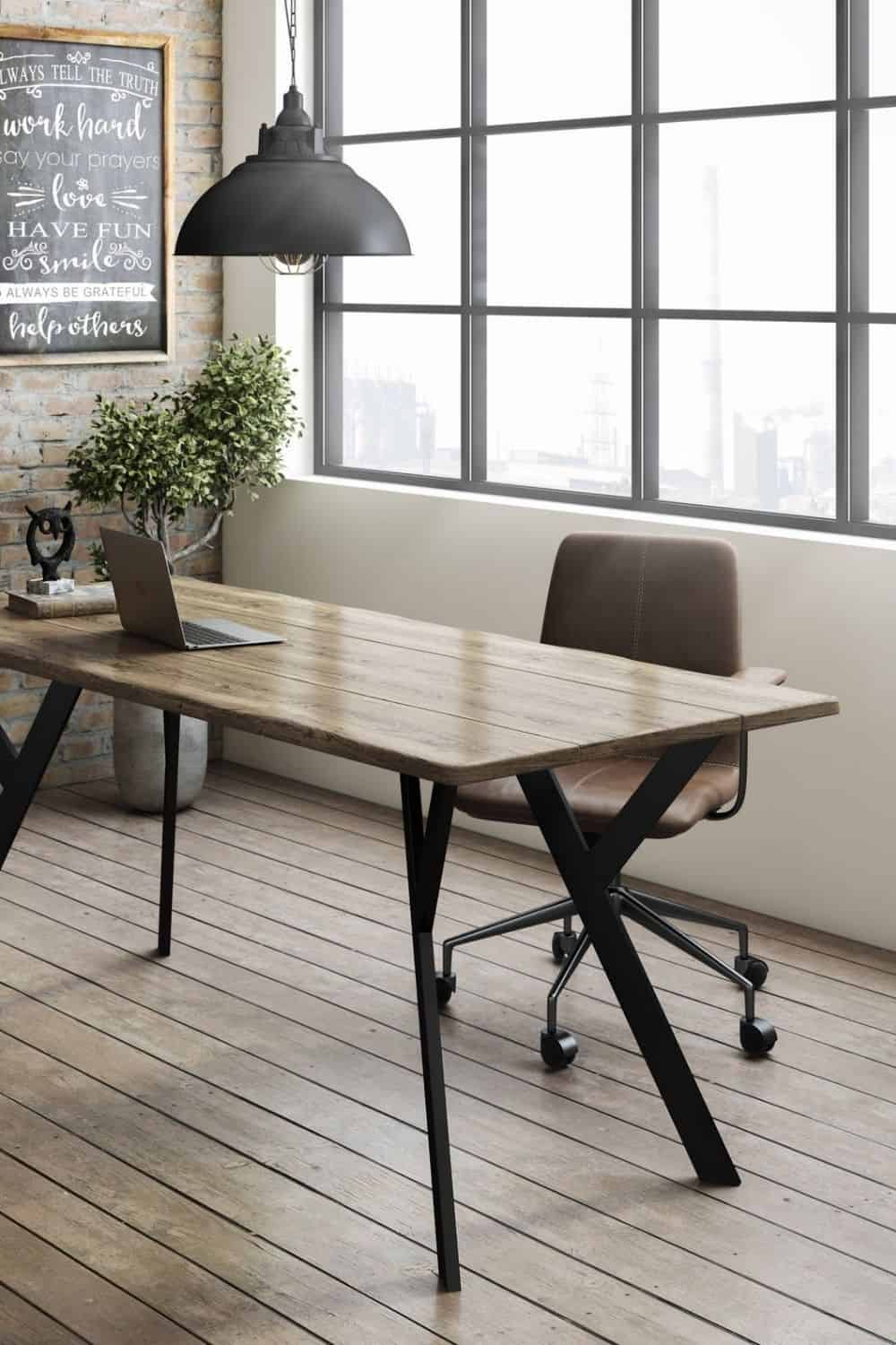 You probably spend more time in your home office than you’d like to, which means more reason to fill it with products that you feel good about and keep you safe. Knowing you're sitting at an eco friendly desk might just make those long hours staring at the computer a little less draining. Image by Umbuzo Rustic #ecofriendlydesks #sustainablejungle