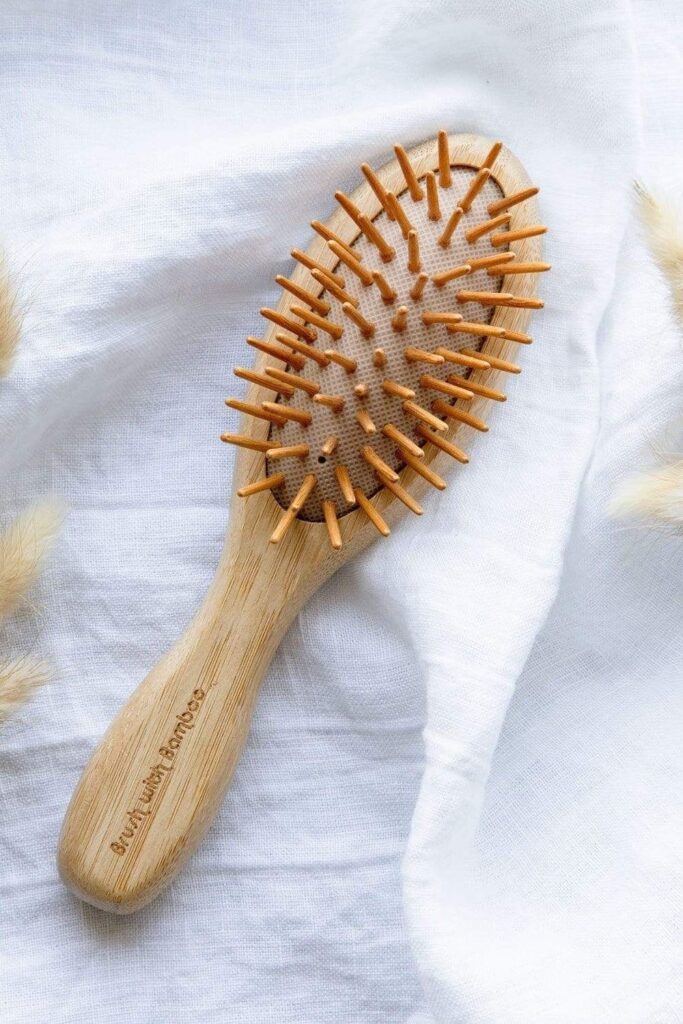 Planet aside, our hair deserves better than plastic hair brushes that damage hair follicles and do a poor job of spreading natural oils. Eco friendly hair brushes to the rescue! Image by Brush With Bamboo #ecofriendlyhairbrushes #sustainablehairbrushes #sustainablejungle