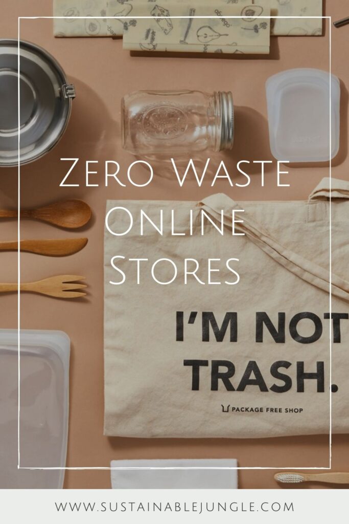 Shopping zero waste stores online is the closest you’ll ever get to ‘responsible retail therapy’. Essential food, gifts, home, and self-care products. You can get all this without plastic packaging. Image by Package Free Shop #zerowasteonlinestores #zerowastestoresonline #zerowastestores #zerowastestore #zerowasteonlineshops #sustainablejungle