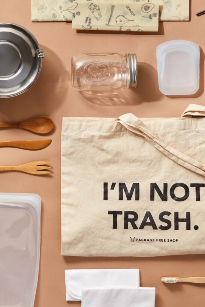 Shopping zero waste stores online is the closest you’ll ever get to ‘responsible retail therapy’. Essential food, gifts, home, and self-care products. You can get all this without plastic packaging. Image by Package Free Shop #zerowasteonlinestores #zerowastestoresonline #zerowastestores #zerowastestore #zerowasteonlineshops #sustainablejungle