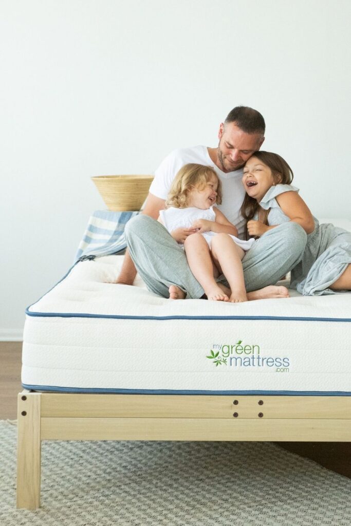 Put your worries (and yourself) to bed with eco friendly and non toxic bed frames. Image by My Green Mattress #nontoxicbedframes #ecofriendlybedframes #sustainablebedframes