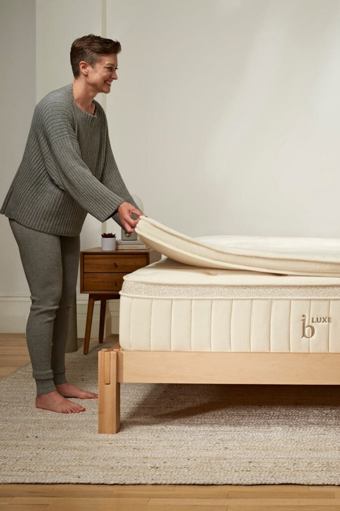Put your worries (and yourself) to bed with eco friendly and non toxic bed frames. Image by Birch #nontoxicbedframes #ecofriendlybedframes #sustainablebedframes