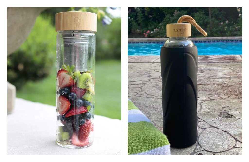 Step-It-Up Glass Water Bottle, Eco-Friendly Glass Reusable Water Bottles