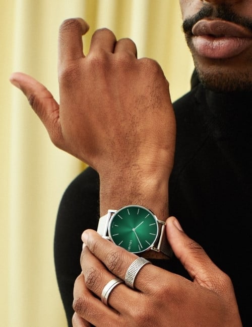 11 Eco-Friendly & Sustainable Watches Giving You A Green Hand #sustainablewatches #ecofriendlywatches #recycledwatches #ethicalwatches #sustainablejungle Image by Solios