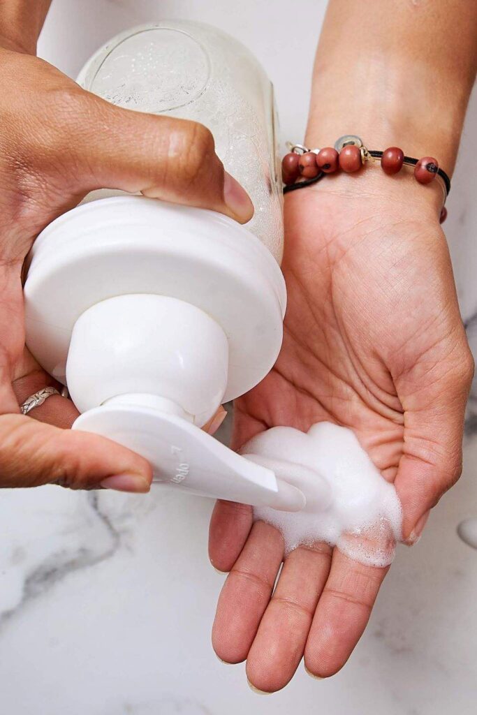 Clean your hands and help to clean up the planet. As something we all use, just think of the impact it would have if everyone made the switch to zero waste hand soap. Image by Tangie #zerowastehandsoap #plasticfreehandsoap #sustainablejungle