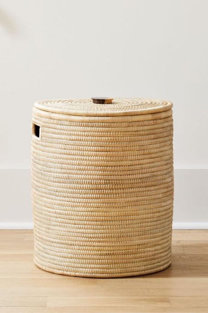 If you’re close to throwing in the towel, our list of sustainable laundry baskets might help take a [laundry] load off your mind. Image by West Elm #sustainablelaundrybasket #ecofriendlylaundrybaskets #sustainablejungle