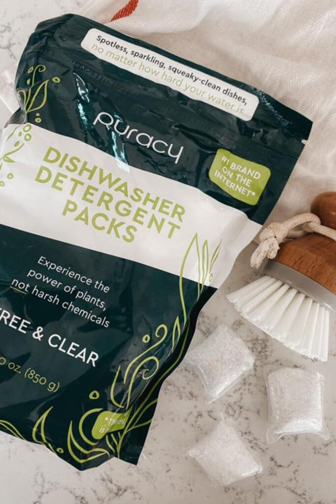 Washing dishes is such a chore. Thank goodness for dishwashers.With eco friendly dishwasher tablets we can take a load off ourselves while also taking a load off the planet.  Image by Puracy #ecofriendlydishwashertablets #ecodishwashertablets #sustainablejungle