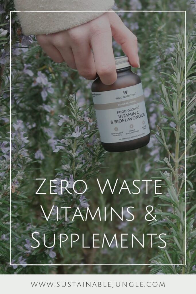 Why should zero waste vitamins and supplements line the shelves of our medicine cabinets? Mostly because, with our modern obsession for health and wellness, we use a lot of them. Image by Wild Nutrition #zerowastevitamins #plasticfreevitamins #sustainablevitamins #sustainablejungle