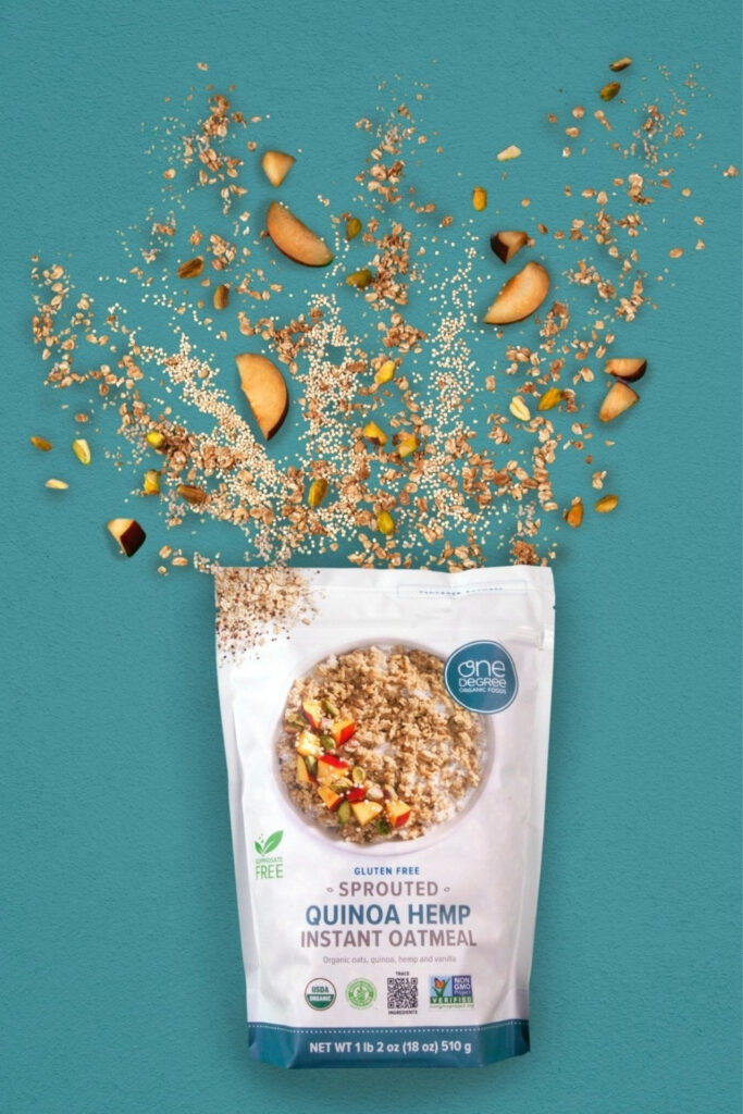 Eat for the Earth with These 13 Sustainable Food Brands #sustainablefoodbrands #whatarethemostsustainablefoodbrands #whatarethebestsustainablefoodbrands #sustainablefoodcompanies #topsustainablefoodbrands #sustainablejungle Image by One Degree Organic Foods