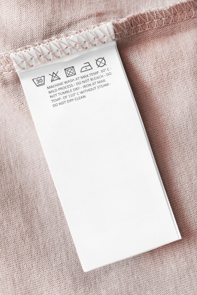 Fabric labels store for clothing