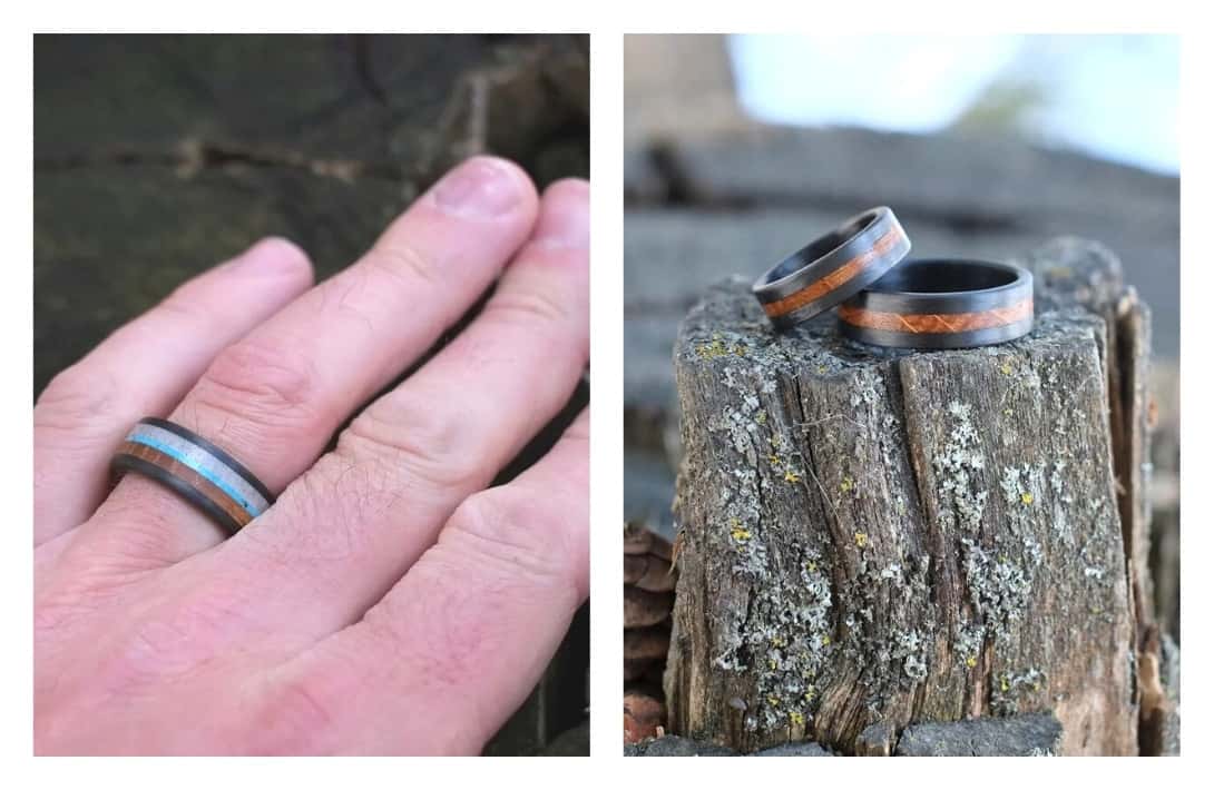 13 Eco Friendly Wedding Rings For A Sustainable Start to Forever #ecofriendlyweddingrings #bestecofriendlyweddingrings #ecoweddingrings #ecofriendlyweddingbands #sustainableweddingrings #recycledweddingrings #ethicalweddingrings #environmentallyfriendlyweddingrings #sustainablejungle Images by Origin Handcrafted