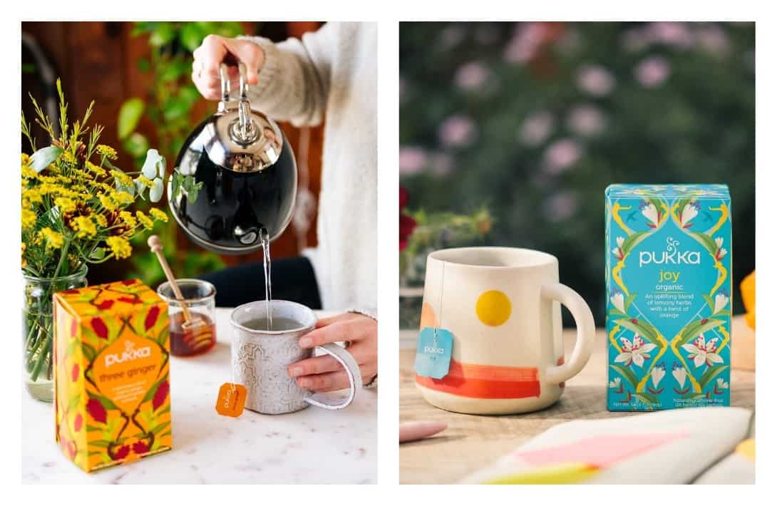 11 Zero Waste Tea Companies Brewing Plastic Free Cuppas #zerowastetea #zerowasteteacompanies #zerowasteteabrands #zerowasteteabags #zerowasteteapackaging #bestzerowastetea #zerowastetealeaves #sustainablejungle Images by Pukka Herbs