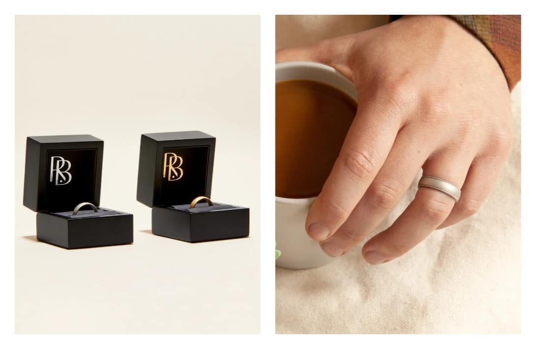 13 Eco Friendly Wedding Rings For A Sustainable Start to Forever #ecofriendlyweddingrings #bestecofriendlyweddingrings #ecoweddingrings #ecofriendlyweddingbands #sustainableweddingrings #recycledweddingrings #ethicalweddingrings #environmentallyfriendlyweddingrings #sustainablejungle Images by Ring Bear