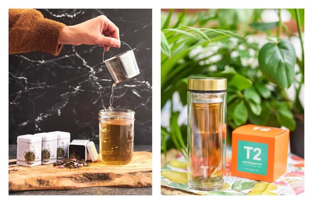 11 Zero Waste Tea Companies Brewing Plastic Free Cuppas #zerowastetea #zerowasteteacompanies #zerowasteteabrands #zerowasteteabags #zerowasteteapackaging #bestzerowastetea #zerowastetealeaves #sustainablejungle Images by The Tea Spot & T2