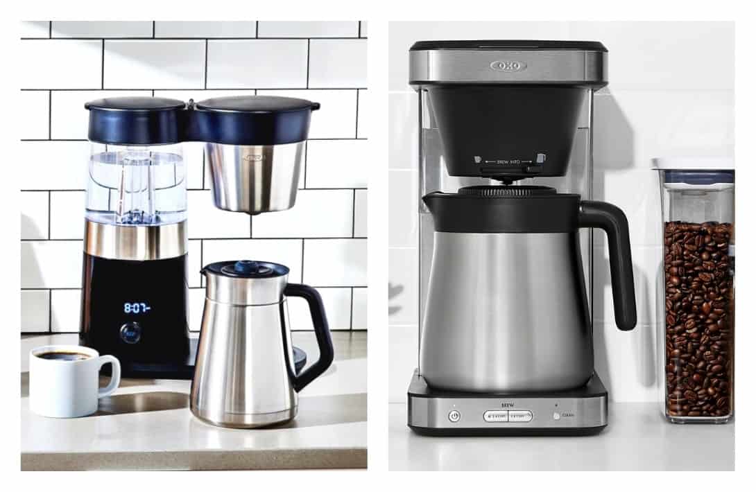 14 Plastic-Free Coffee Makers: See Ya Latte, BPA #plasticfreecoffeemaker #plasticfreecoffeemakers #bestplasticfreecoffeemaker #nonplasticcoffeemaker #lowplasticcoffeemaker #plasticfreecoffeemakersmadeintheusa #sustainablejungle Images by OXO