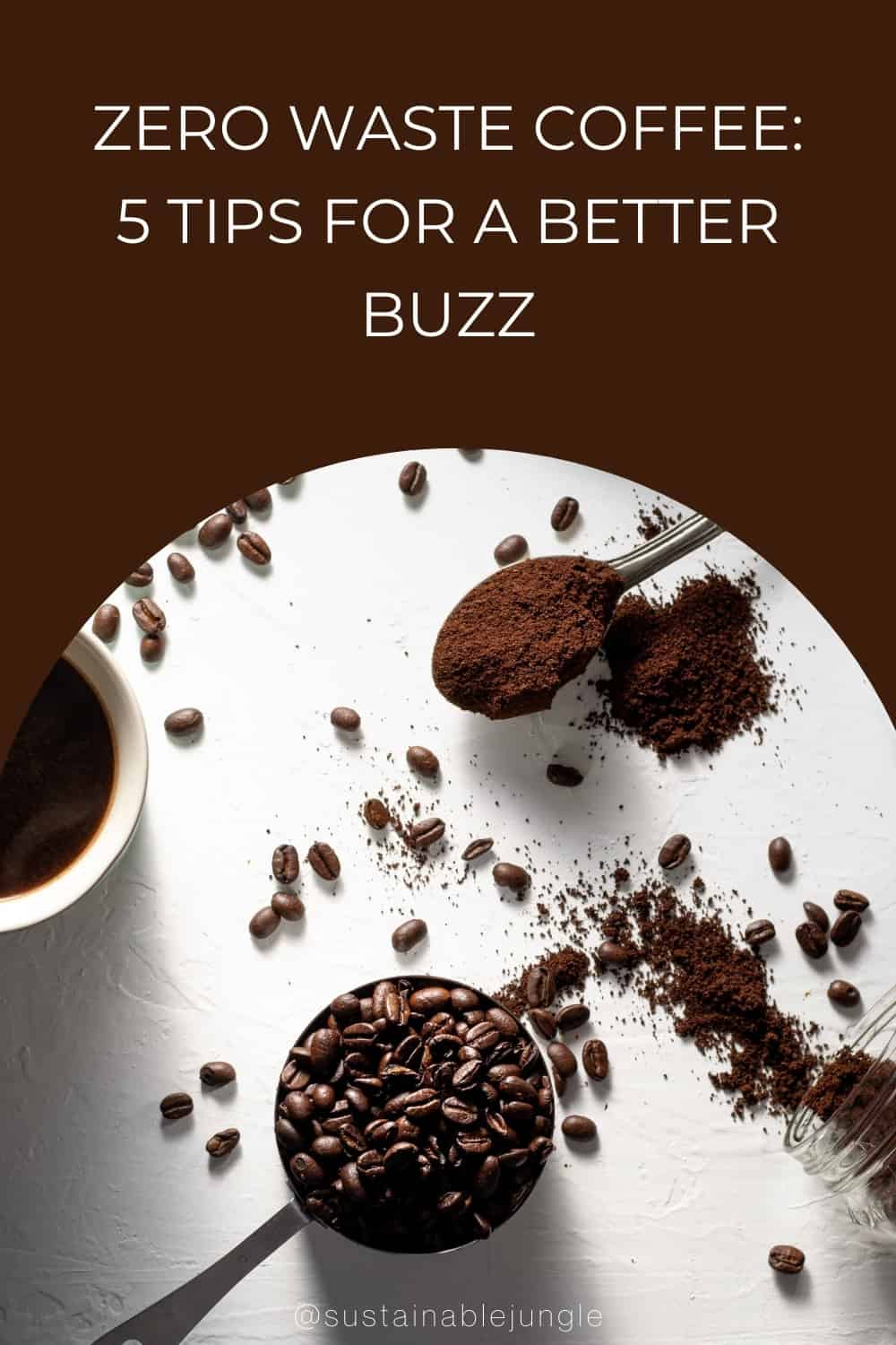 Zero Waste Coffee: 5 Tips For A Better Buzz #zerowastecoffee #zerowastecoffeebrands #zerowastecoffeebeans #howtomakezerowastecoffee #makecoffeewithoutplastic #sustainablejungle Image by Christina Rumpf via Unsplash