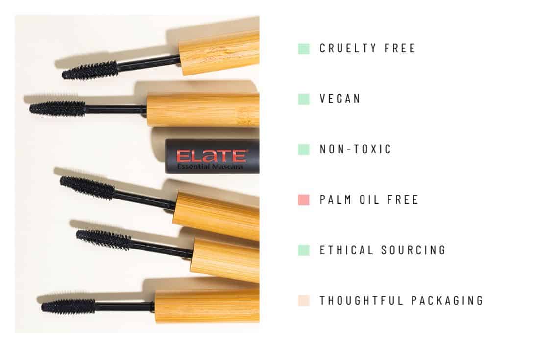 Zero Waste Mascara: 9 Brands For Sustainably Bold And Beautiful Lashes Image by Elate Cosmetics #zerowastemascara #zerowastemascarabrands #bestzerowastemascara #plasticfreemascara #ecofriendlymascara #sustainablejungle