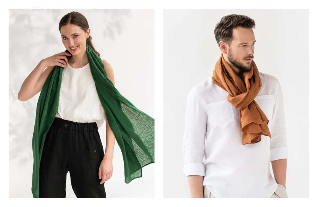 9 Eco-Friendly & Sustainable Scarves To Stay Warm & Keep Our Planet Cool Images by MagicLinen #sustainablescarves #sustainablescarf #ecofriendlyscarves #fairtradescarves #ethicalscarves