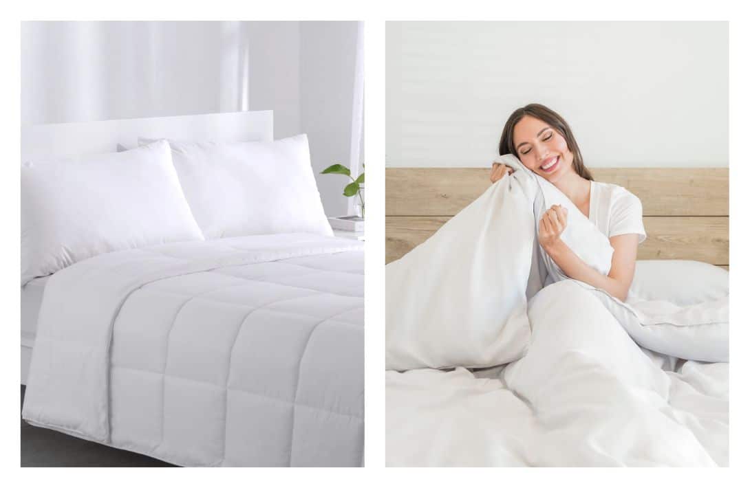 Sleep Snug & Sustainable Under These 11 Organic Comforters Images by Olive + Crate #organiccomforters #organiccomfortersets #sustainablecomforters #sustainablebedcomforters #bestorganiccomforter #sustainablejungle