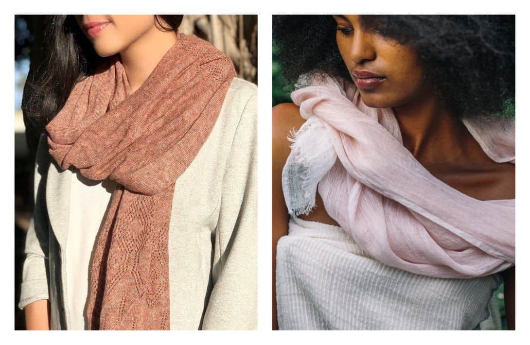 9 Eco-Friendly & Sustainable Scarves To Stay Warm & Keep Our Planet Cool Images by Slate + Salt #sustainablescarves #sustainablescarf #ecofriendlyscarves #fairtradescarves #ethicalscarves