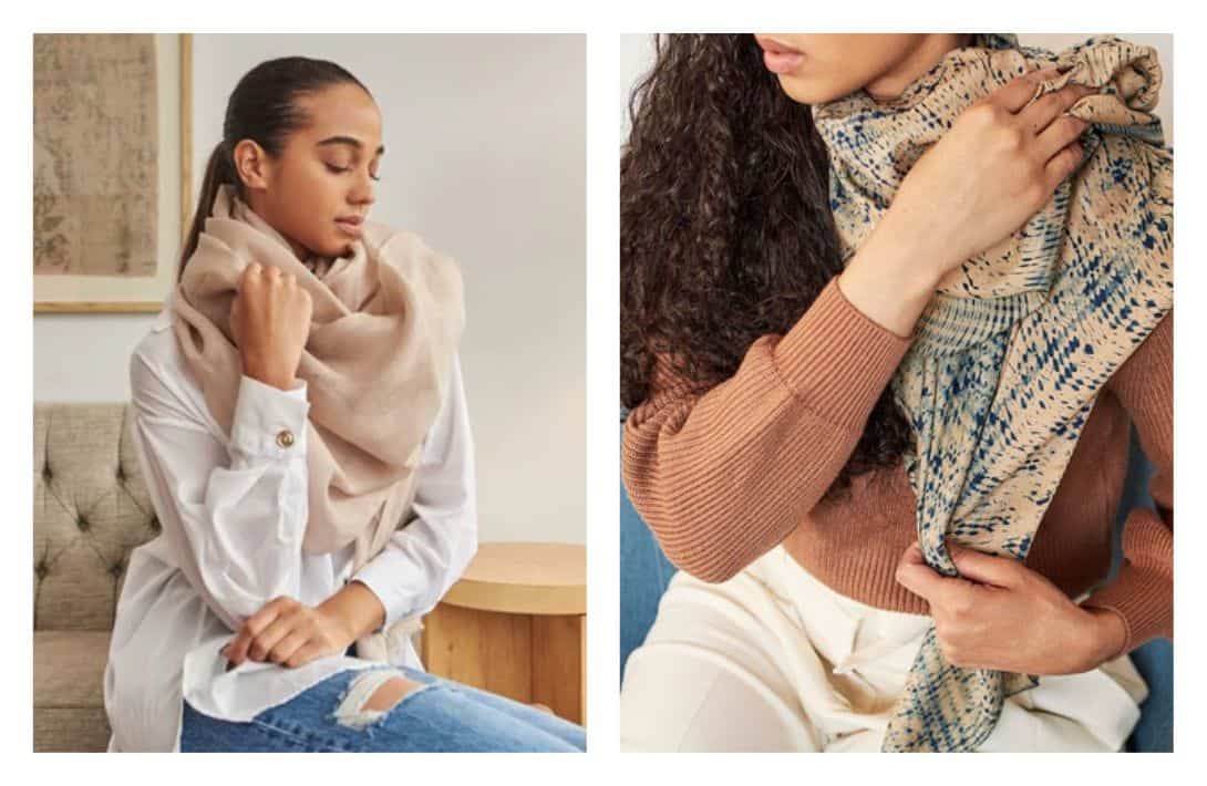 9 Eco-Friendly & Sustainable Scarves To Stay Warm & Keep Our Planet Cool Images by Studio Variously #sustainablescarves #sustainablescarf #ecofriendlyscarves #fairtradescarves #ethicalscarves