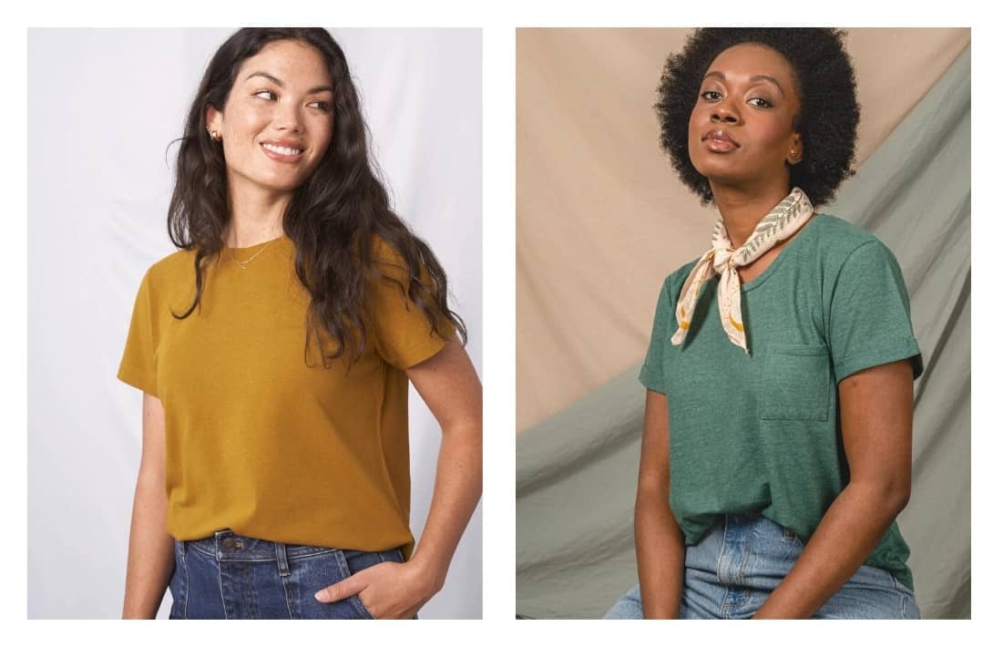 9 Organic Cotton T-Shirts That Are V (Neck) Good For The Planet #organiccottontshirts #organictshirts #organictees #organiccottontees #bestorganiccottontshirts #organiccottontshirtsbrands #sustainablejungle Images by United By Blue