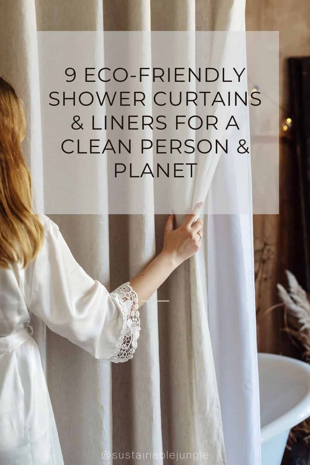 9 Eco-Friendly Shower Curtains & Liners For A Clean Person & Planet Image by Dusty Linen #ecofriendlyshowercurtains #ecofriendlyshowercurtainliners #ecoshowercurtains #sustainableshowercurtains #sustainableshowercurtainliners #naturalsustainableshowercurtains #sustainablejungle
