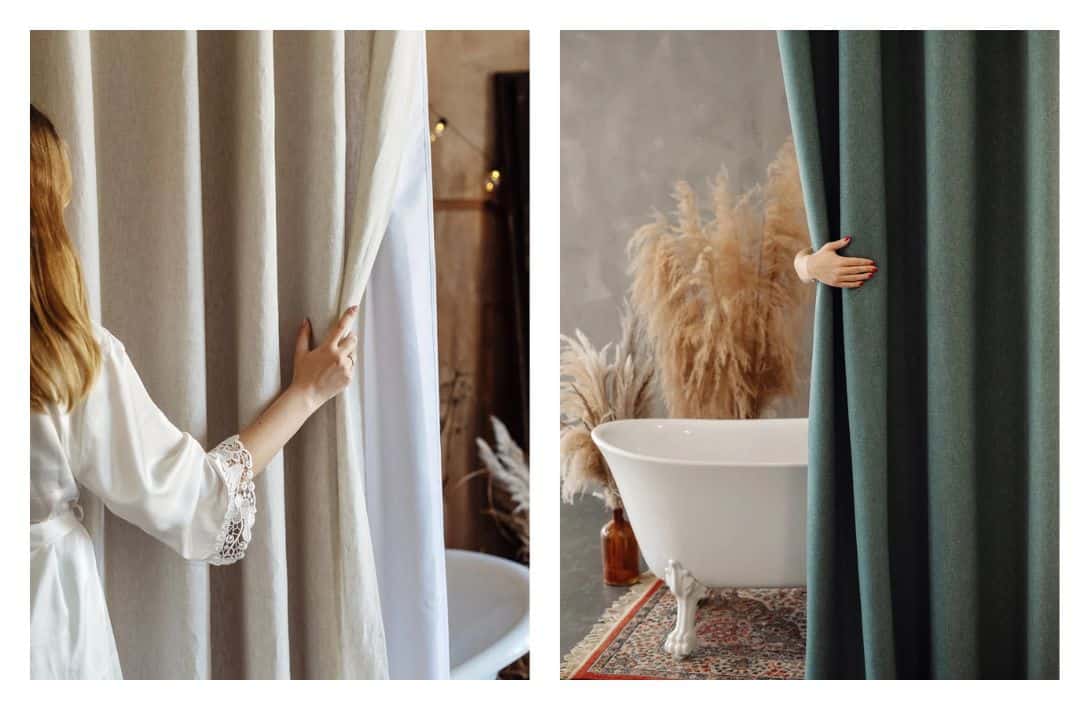9 Eco-Friendly Shower Curtains & Liners For A Clean Person & Planet Images by Dusty Linen #ecofriendlyshowercurtains #ecofriendlyshowercurtainliners #ecoshowercurtains #sustainableshowercurtains #sustainableshowercurtainliners #naturalsustainableshowercurtains #sustainablejungle
