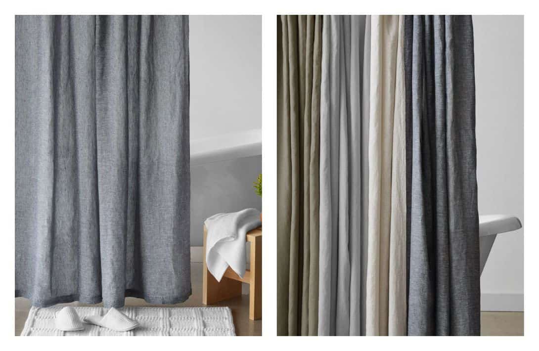 9 Eco-Friendly Shower Curtains & Liners For A Clean Person & Planet Images by Machado Linen Mill #ecofriendlyshowercurtains #ecofriendlyshowercurtainliners #ecoshowercurtains #sustainableshowercurtains #sustainableshowercurtainliners #naturalsustainableshowercurtains #sustainablejungle