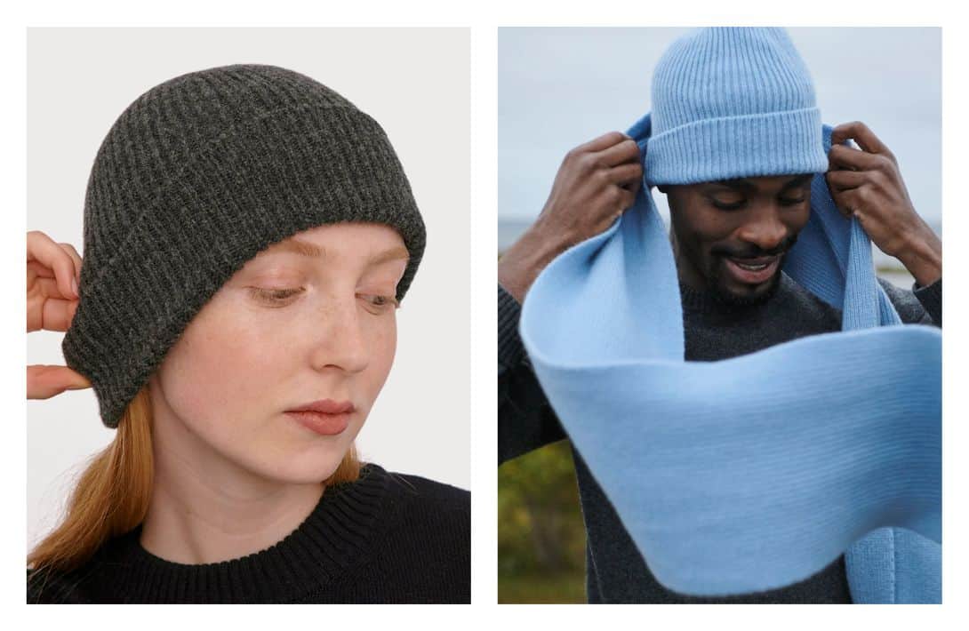 7 Sustainable Beanies Keeping Your Ears Eco-Friendly & Warm Images by Organic Basics #sustainablebeanies #sustainablebeaniehats #ecofriendlybeanies #sustainablewoolbeanies #organicsustainablebeanie #sustainablejungle