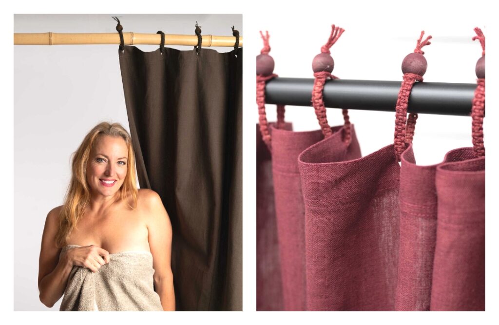 9 Organic & Non-Toxic Shower Curtains & Liners To Wash Your Worries AwayImages by Rawganique#nontoxicshowercurtains #nontoxicshowercurtainliners #organicshowercurtains #bestnontoxicshowercurtains #organiccottonshowercurtains #sustainablejungle