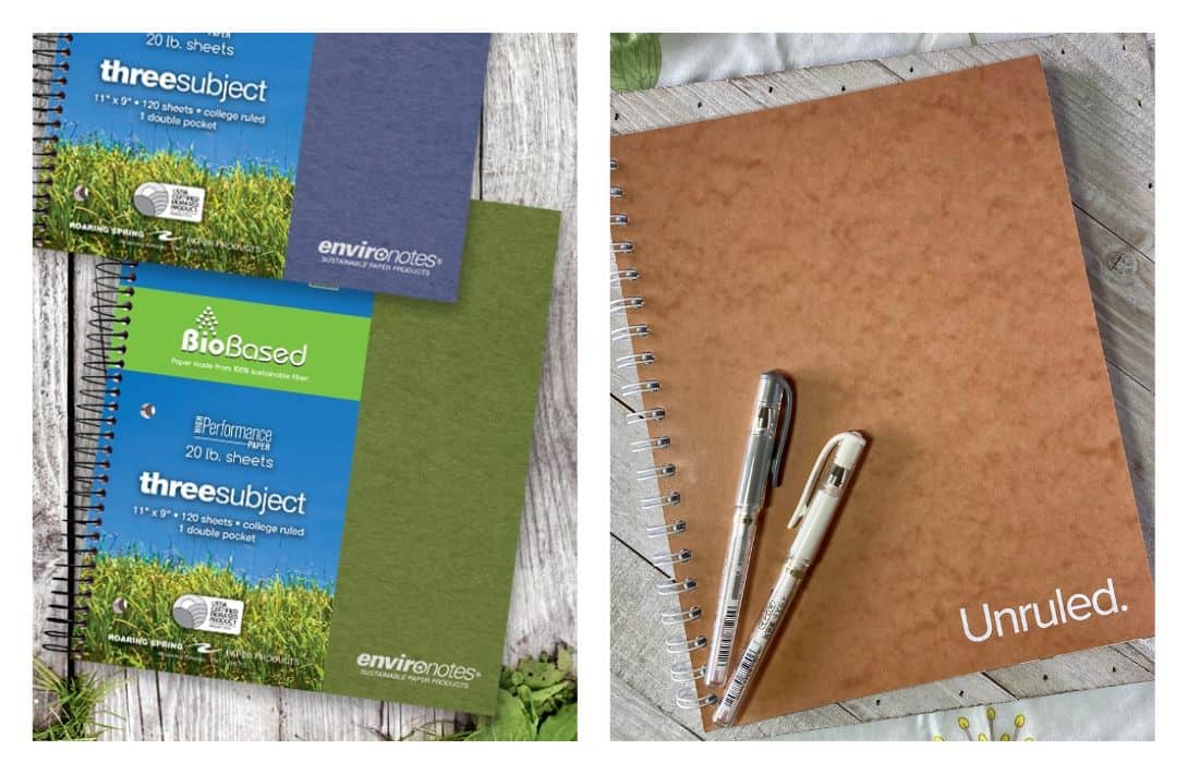 9 Eco-Friendly Notebooks & Journals For All Your Sustainable Scribbling Images by Environotes #ecofriendlynotebooks #sustainablenotebooks #ecofriendlyspiralnotebooks #ecofriendlyjournalsandnotebooks #ecofriendlycompostitionnotebooks #bestsustainablenotebooks #sustainablejungle