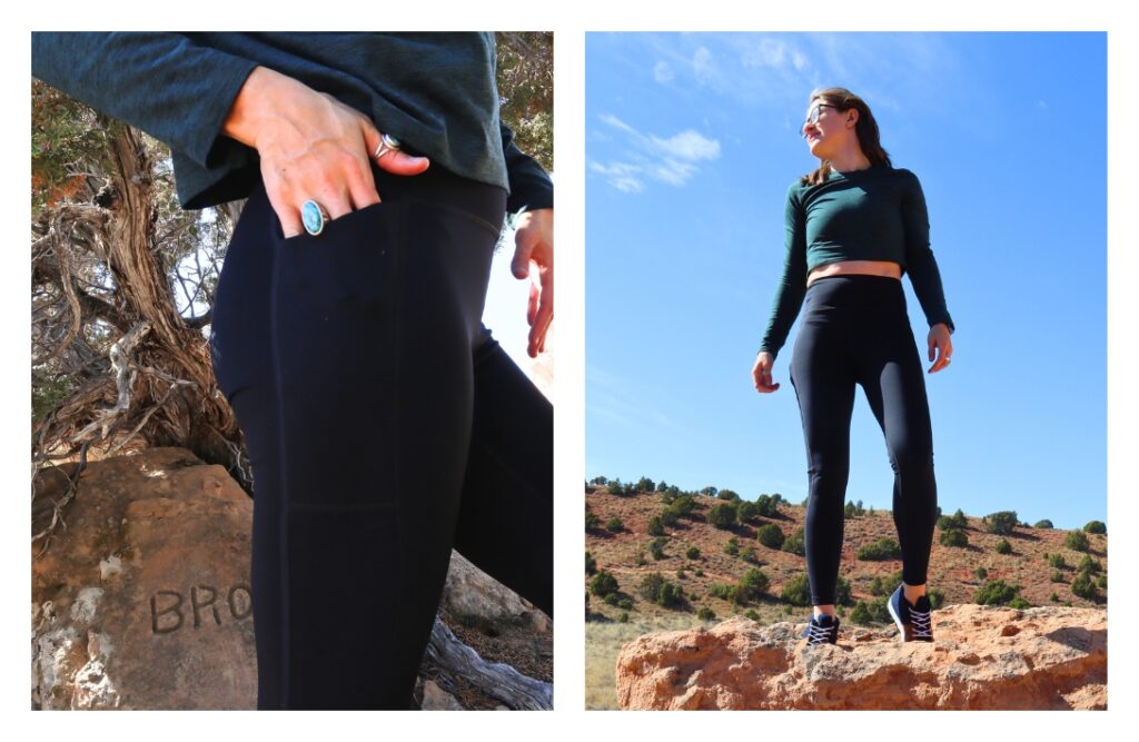 Solid-colour leggings made from recycled polyamide