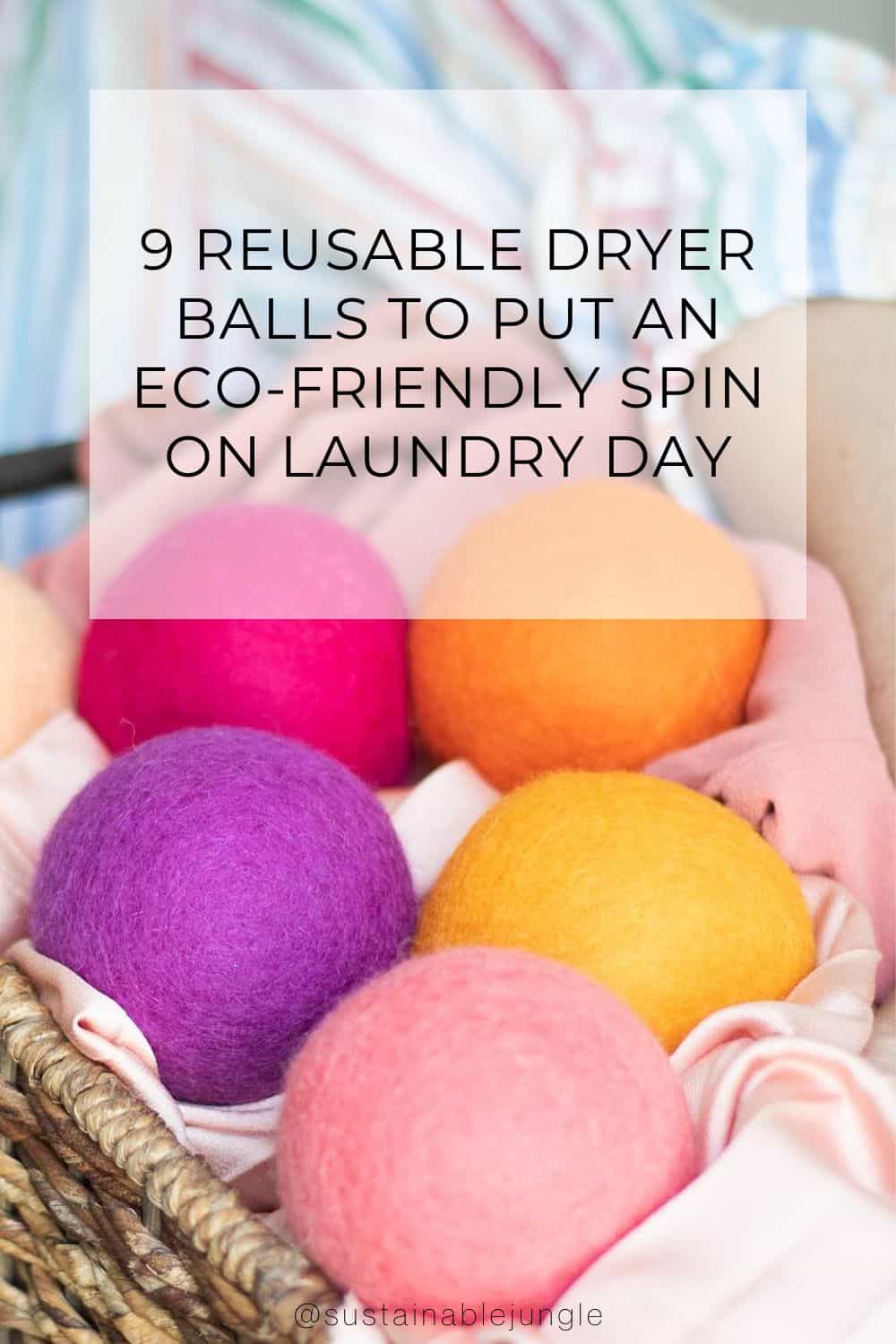 9 Reusable Dryer Balls To Put An Eco-Friendly Spin On Laundry Day Image by Friendsheep Wool #dryerballs #resuabledryerballs #ecofriendlydryerballs #wooldryerballs #laundrydryerballs #ecofriendlywooldryerballs #dryerlintballs #sustainablejungle