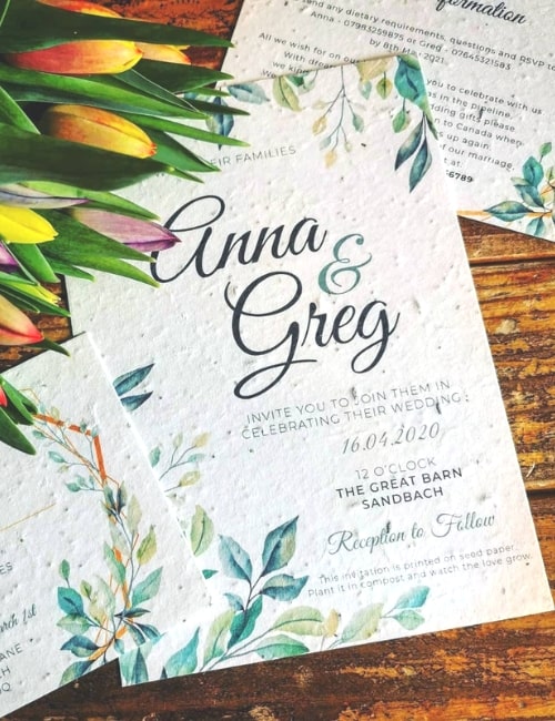5 Eco-Friendly Wedding Invitations for a Sustainable ‘Save The Date' Images by Little Green Paper Shop #ecofriendlyweddinginvitations #ecofriendlyweddinginvites #affordableecofriendlyweddinginvitations #sustainableweddinginvitations #ecofriendlyinvitations #sustainablejungle