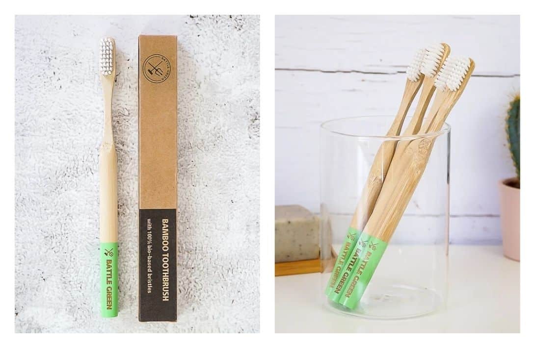 9 Zero Waste & Sustainable Toothbrushes Cleaning The Planet & Your Pearly Whites Images by Battle Green #sustainabletoothbrushes #mostsustainabletoothbrush #sustainablebambootoothbrush #zerowastetoothbrush #bestzerowastetoothbrush #bambootoothbrushzerowaste #sustainablejungle