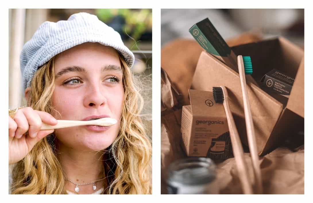 9 Zero Waste & Sustainable Toothbrushes Cleaning The Planet & Your Pearly Whites Images by Georganics #sustainabletoothbrushes #mostsustainabletoothbrush #sustainablebambootoothbrush #zerowastetoothbrush #bestzerowastetoothbrush #bambootoothbrushzerowaste #sustainablejungle