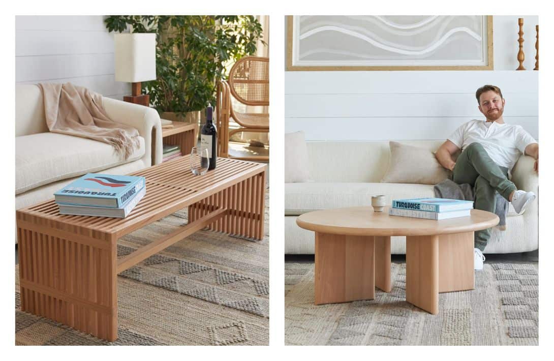 Sustainable wood coffee on sale table