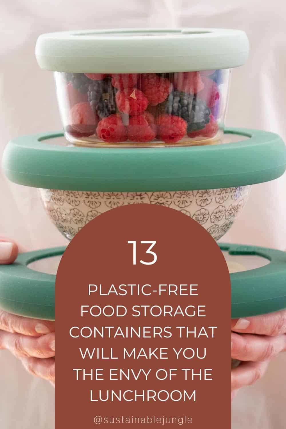 13 Plastic-Free Food Storage Containers That Will Make You The Envy Of The Lunchroom Image by Food Huggers #plasticfreefoodstorage #plasticfreefoodstoragecontainers #nonplasticfoodstorage #bestnonplasticfoodstoragecontainers #plasticfreetupperware #nonplastictupperware #sustainablejungle