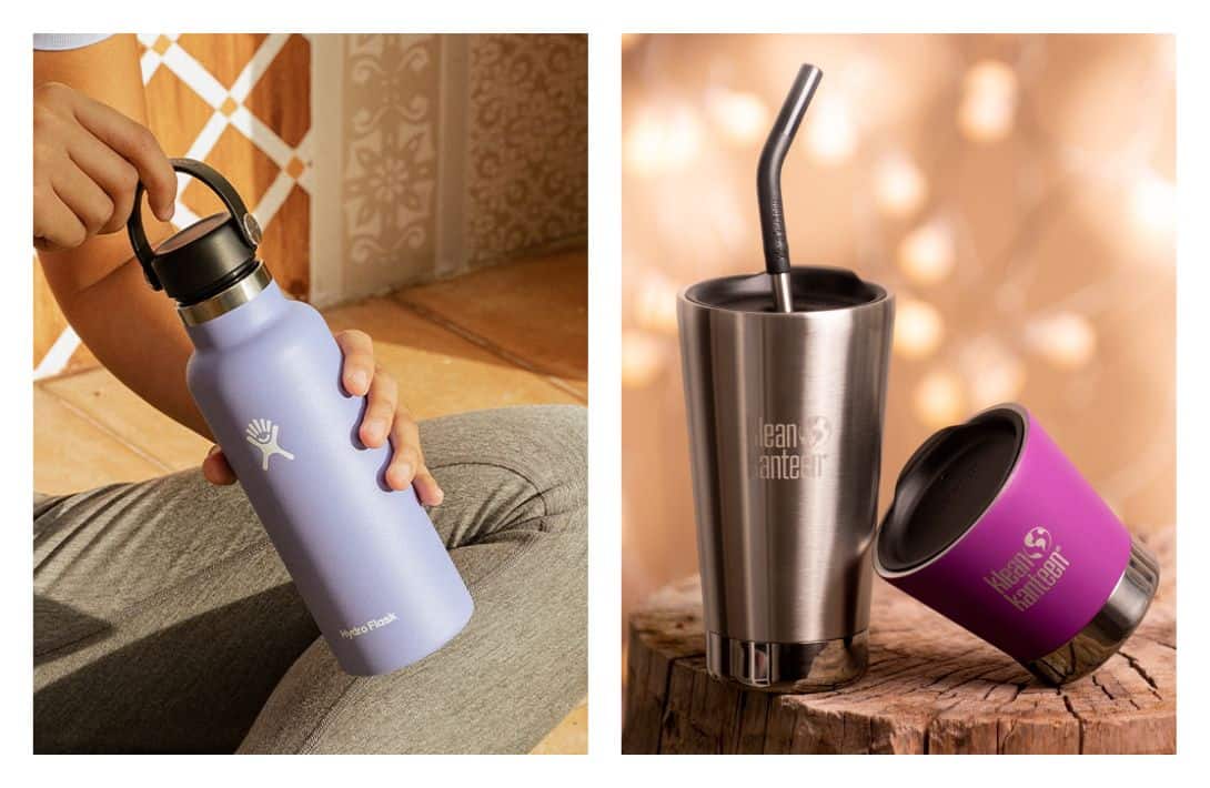 13 Eco-Friendly Travel Products To Jetset Your Sustainability Images by Hydroflask and Klean Kanteen #ecofriendlytravelproducts #ecofriendlytravelcontainers #ecofriendlyproductstravel #sustainabletravelproducts #sustainabletravelkit #sustainablejungle