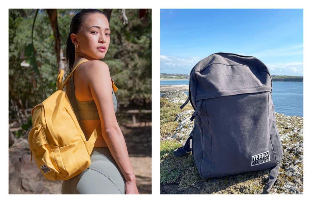 11 Sustainable Backpacks for All Your Eco-Friendly Adventuring Images by Terra Thread #sustainablebackpacks #bestsustainablebackpacks #ecofriendlybackpacks #ecofriendlybackpacksforschool #sustainablebackpackbrands #sustainablelaptopbackpacks #sustainablejungle