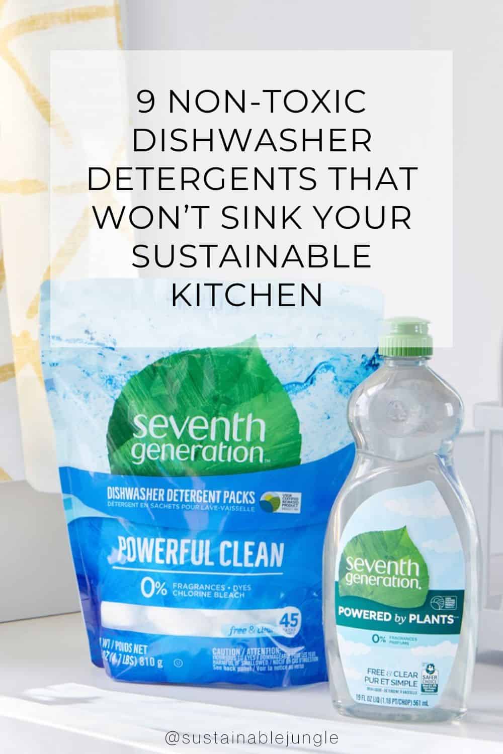 9 Non-Toxic Dishwasher Detergents That Won’t Sink Your Sustainable Kitchen Image by Seventh Generation #nontoxicdishwasherdetergent #naturaldishwasherdetergent #bestnontoxicdishwasherdetergent #allnaturaldishwasherdetergentthatworks #naturalorganicdiswasherdetergent #sustainablejungle