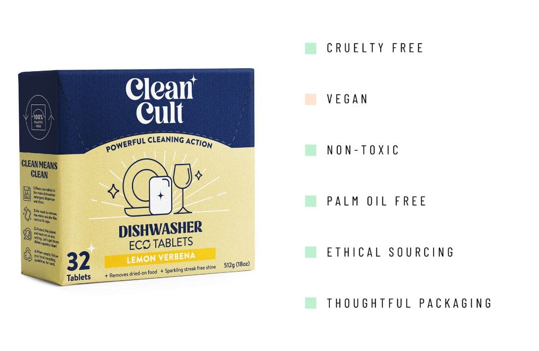 9 Eco-Friendly Dishwasher Detergents To Polish Up Your Sustainable Dishwashing Skills Image by Cleancult #ecofriendlydishwasherdetergent #plasticfreedishwasherdetergent #bestecofriendlydishwasherdetergent #ecodishwasherdetergent #noplasticdishwasherdetergent #sustainablejungle