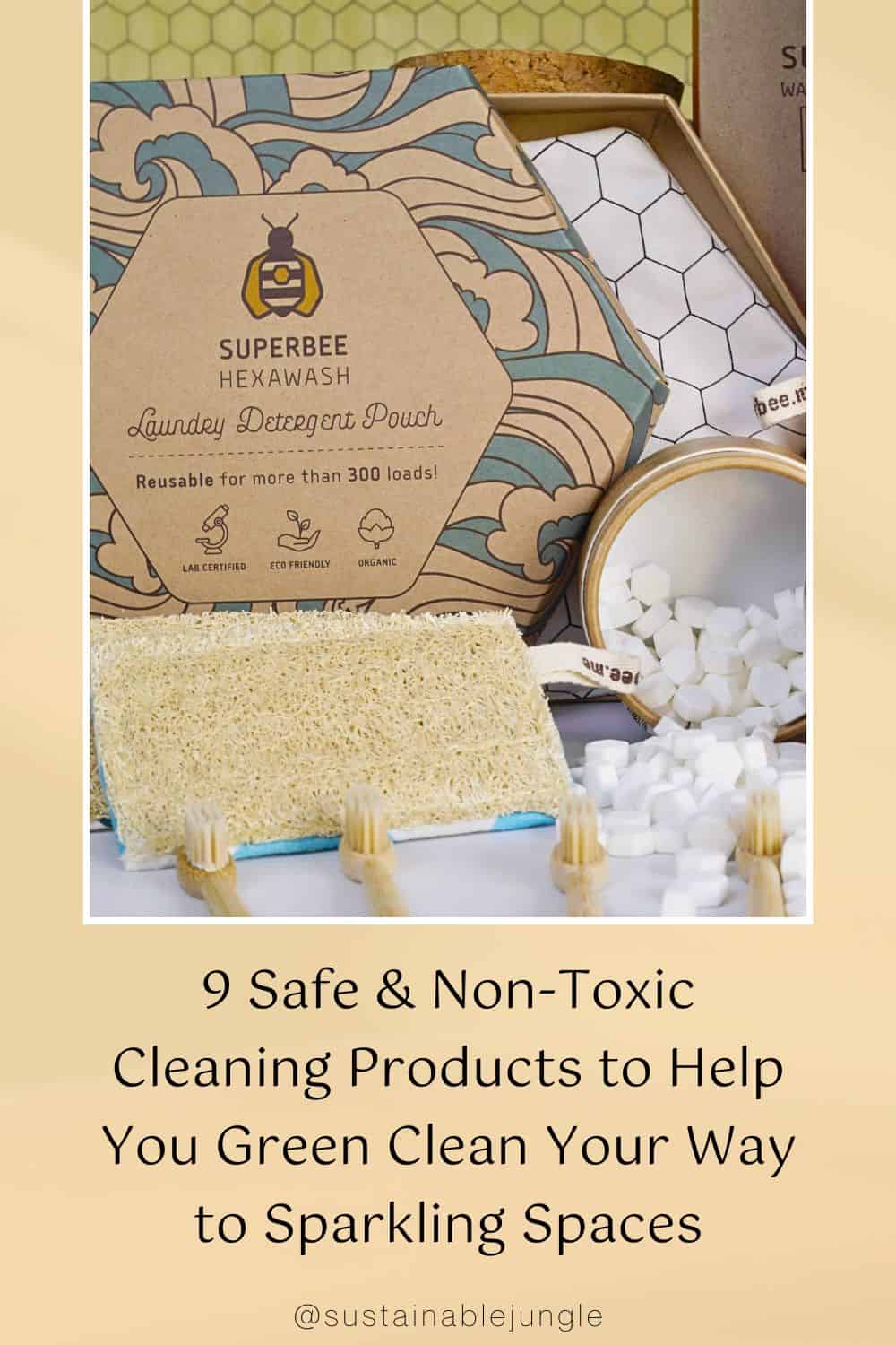 9 Safe & Non-Toxic Cleaning Products to Help You Green Clean Your Way to Sparkling Spaces Image by Sustainable Jungle #nontoxiccleaningproducts #nontoxiccleaningbrands #nontoxiccleaners #nontoxichouseholdcleaners #safecleaningproducts #safestcleaningproducts #sustainablejungle