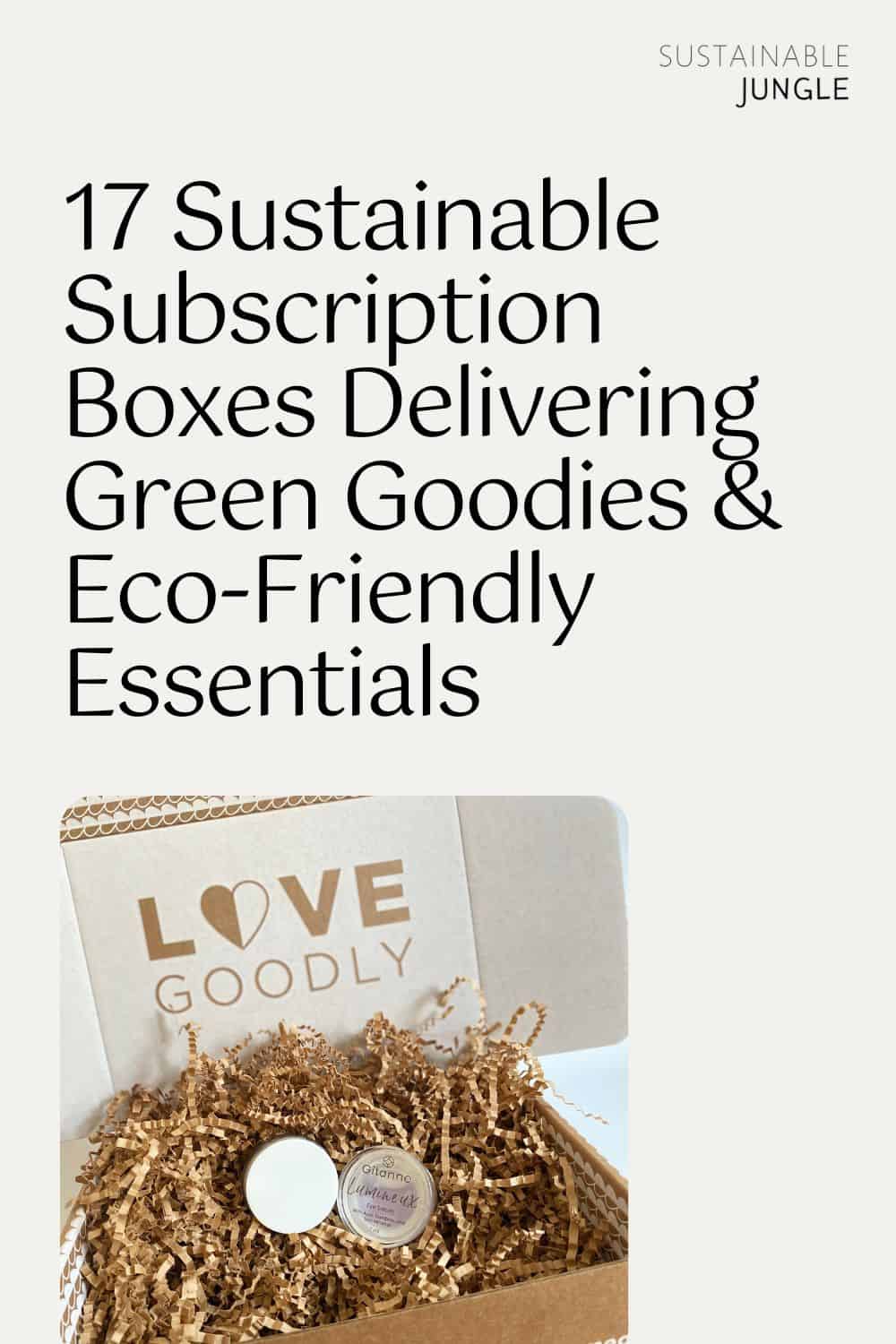 17 Sustainable Subscription Boxes Delivering Green Goodies & Eco-Friendly Essentials Image by Goodly #sustainablesubscriptionbox #bestsustainablesubscriptionboxes #sustainablelifestylesubscriptionboxes #ecofriendlysubscriptionboxes #subscriptionboxecofriendly #sustainablejungle